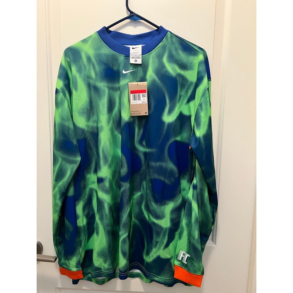 Dri-FIT F.C. Long-Sleeve Green and Blue Soccer Shirt- Men’s Size Large